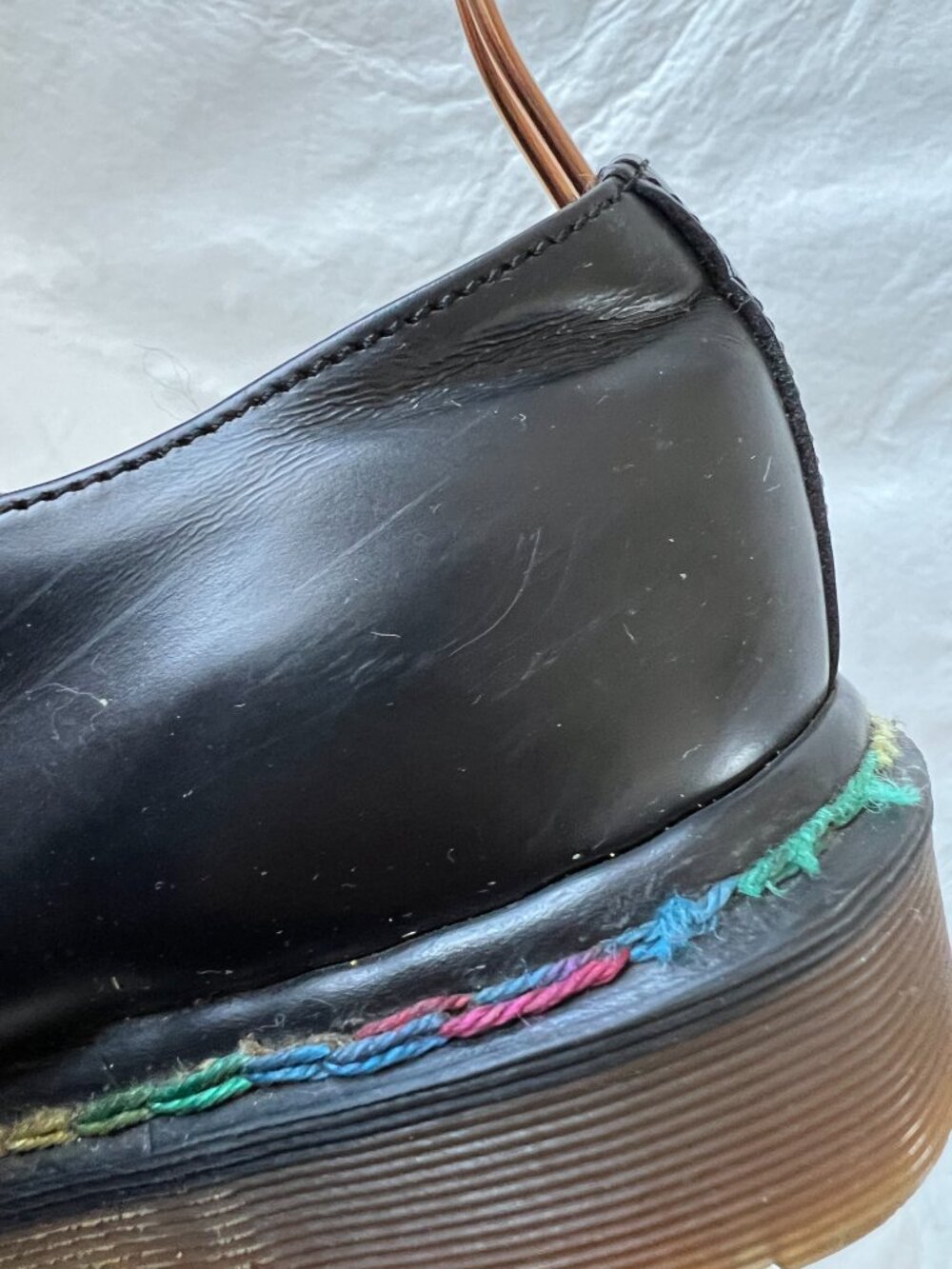 Dr Martens shoes 1461 oxfords UK 5 US 7 black leather double stitched rainbow - Picture 10 of 15